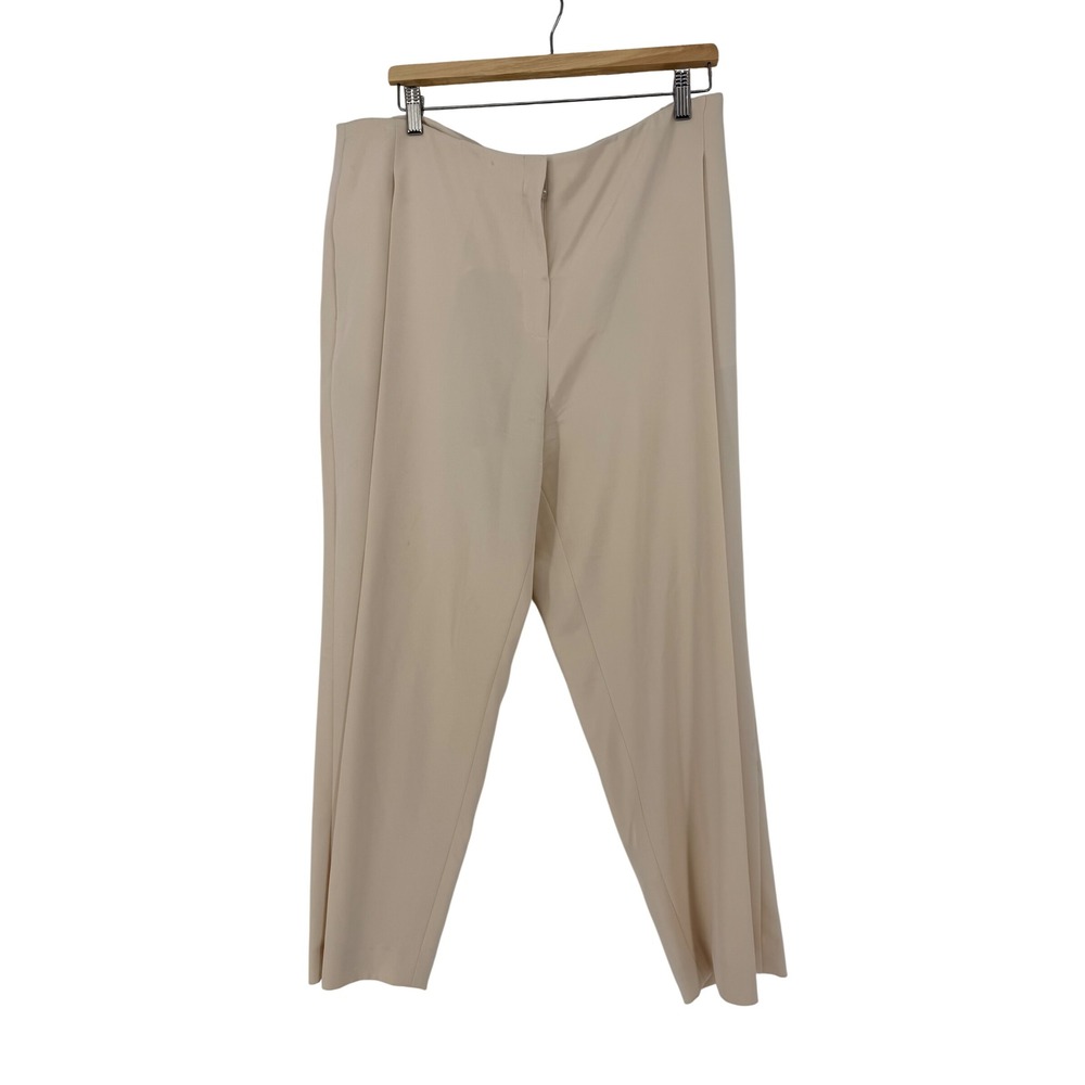 Lafayette 148 New York Pants 14 Cream EUC Silk Blend Straight Leg Quiet Luxury